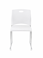 Chaise de conférence empilable moderne avec base en chrome pour écoles, dortoirs, salles d'étude, salles de classe, formations et réunions