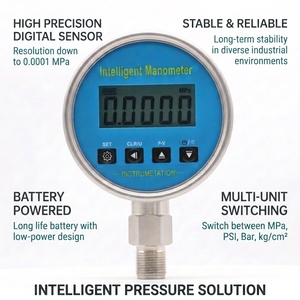 Manomètre numérique en acier inoxydable 0-1000 bars, faible consommation d'énergie, affichage grand écran, instruments de mesure - Product Image 2