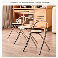 Chaise pliante en rotin style Mid-Century Wabi Sabi, dossier moyen, minimaliste, pour la maison, petit espace, chaise de loisirs pour balcon, décoration photo