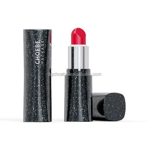 Luxury glossy black 4.5g lip stick empty cosmetic top fill bottle with white spot effect