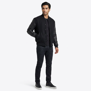 2026 FINER THREADS Custom <b>Men's</b> College <b>Baseball</b> <b>Jacket</b> 100% Cotton Body 100% Leather Sleeves New Varsity Style Canvas Fabric - Product Image 1