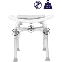 Taburete de Ducha Acolchado de Aluminio con Orificios de Drenaje (150 Kg), Bancos Antideslizantes para Baño, Silla para Personas Mayores, Blanco KMINA K30018