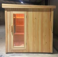Sauna Moderna de Madera Maciza para Exteriores, 6-8 Personas, Ventana Grande, Cedro Rojo Canadiense, Vestuario para Gimnasio o Villa