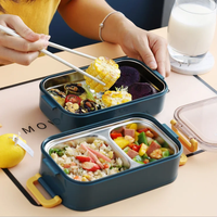 Boîte à lunch thermique portable en acier inoxydable à usage alimentaire, simple/double couche, avec 3 compartiments, écologique, sans BPA