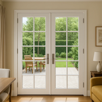 Porte intérieure en bois massif de haute qualité avec verre trempé transparent, sur mesure, apprêtée blanche, vente en gros