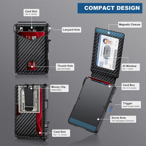 핫 세일 남자의 미니멀리스트 카드 홀더 탄소 섬유 팝 지갑 도난 방지 및 안티 rfid 가죽 금속 알루미늄 Cartera Hombre - Product Image 2