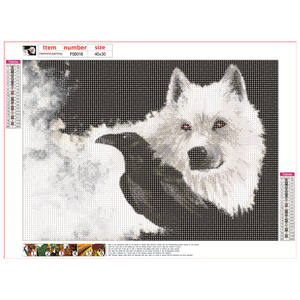 Hot DIY punto de cruz decoración del hogar animal <span class=keywords><strong>zorro</strong></span> blanco <span class=keywords><strong>Cuervo</strong></span> diamante pintura herramientas 5D diamante pintura - Product Image 2