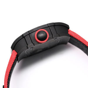 Sophisticated Exclusive Rare Run Skeleton Watch Tourbillon Red Black Accent Carbon Fiber Case Ultra Light Mechanical <b>Wristwatch</b> - Product Image 3