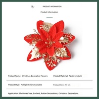 Ensemble de fleurs artificielles de Noël scintillantes, poinsettia et baies rouges, pour décorations de sapin, couronnes, guirlandes, coffrets cadeaux et fêtes à domicile
