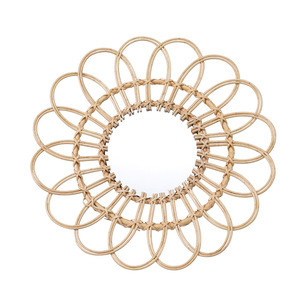 Round Wicker Wall <b>Mirror</b> Natural Color Framed <b>Hanging</b> <b>Mirror</b> For Living Room Entryway Decor - Product Image 4