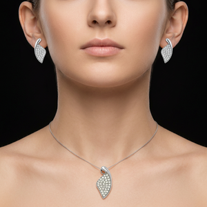 Latest Women's Romantic Geometric 925 Sterling Silver Pendant Set with Cubic Zirconia Gemstone Fashion Jewelry - Product Image 2