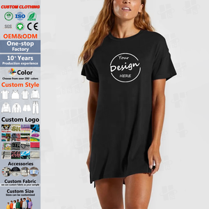 Personalizado Casual verano barato al aire libre de las mujeres camiseta Club señoras vestido liso Color sólido ropa de noche sueltos vestidos de talla grande - Product Image 1