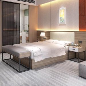 Muebles de Hotel para Habitaciones Estándar, Juego Completo de Camas de Madera, Personalizables, Diseño Minimalista Moderno, Sin Ensamblaje, para Atour - Product Image 3