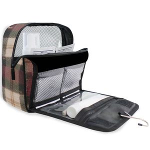 Bolsa de Aseo Colgante Clásica a Cuadros al por Mayor, Bolsa de Lavado de Gran Capacidad de Tela de Sarga para Viajes, Logotipo Personalizado - Product Image 5