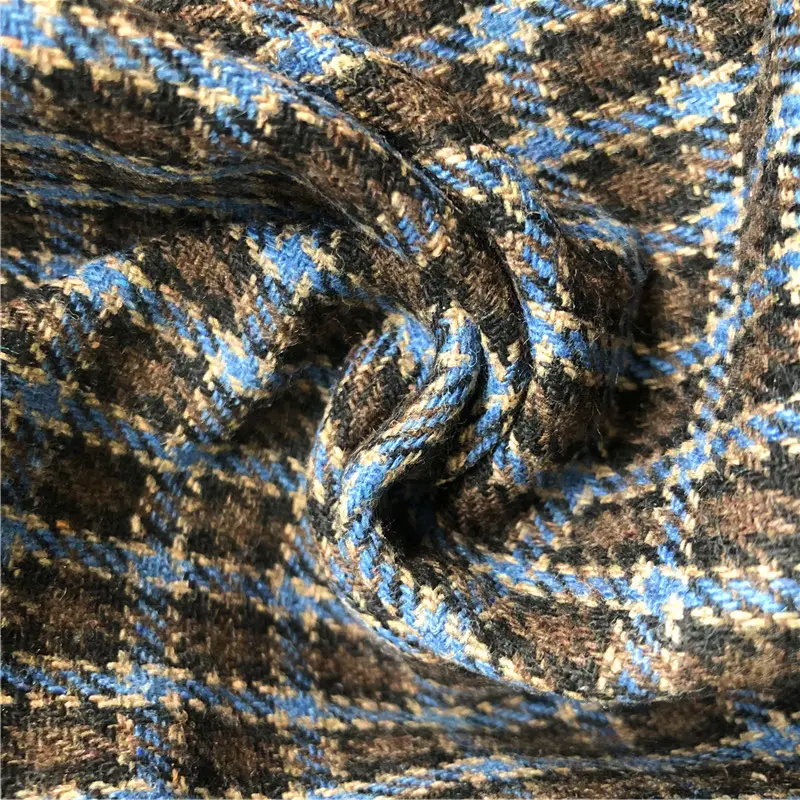 Textile 100% coton à carreaux ir, matériel brut, tweed, tissu semblable à la laine, pour vêtements d'automne/hiver