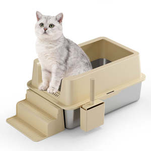 La conception de la bouche de la litière pour chat en <span class=keywords><strong>plastique</strong></span> en acier inoxydable Chongai empêche les déversements 60x40x40cm grande capacité antiadhésive - Product Image 3