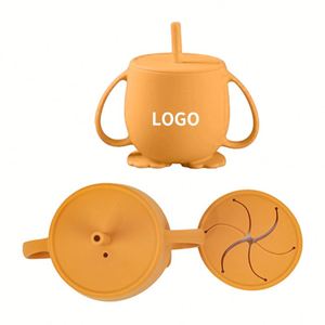 New Silicone Cup Shock-resistant Food-grade Large Capacity Heat-resistant BPA Free Silicon Kids Water <b>Bottle</b> with Straw - Product Image 1