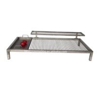 Grill mobile de grande taille en acier inoxydable pour la cour avec grille chauffante et pelle à barbecue/pokeur à charbon
