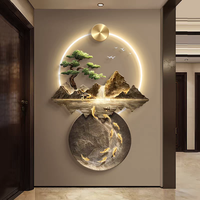 Décoration Murale LED 3D Moderne de Luxe pour Entrée, Plaque de Bienvenue en Cristal de Pin, Sculpture Acrylique, Peinture Paysagère – Vente en Gros