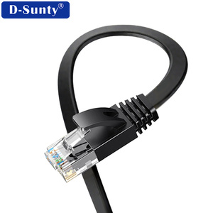 สายแพทช์อีเธอร์เน็ต Cat6 แบบแบน ความเร็วสูง 32AWG BC Conductor PVC UTP RJ45 8P8C สีดำ สายเคเบิลสื่อสารเครือข่าย LAN - Product Image 6