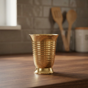 Mini Vaso de Cristal Dorado de Latón Hecho a Mano con Elementos Indios para Té, Bebidas Frías, Postres, Degustación de Jugos y Vajilla Elegante - Product Image 4