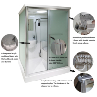 En stock, salle de douche préfabriquée tout-en-un au design moderne, installation facile, toilette en acrylique avec unité de salle de bain