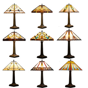 Antique Mission Style Table <strong>Lamp</strong> with <strong>Stained</strong> <strong>Glass</strong> <strong>Shade</strong> Modern Design E26/E27 Base for Home Bedside or Nighttime Decor - Product Image 2