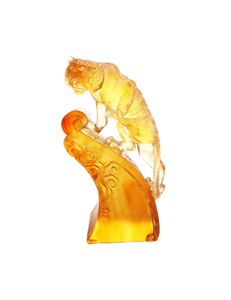 Customized Handmade Tiger Statue Color Art Glass Crystal Crafts for Home Decor Engraved Animal Figurine for Christmas