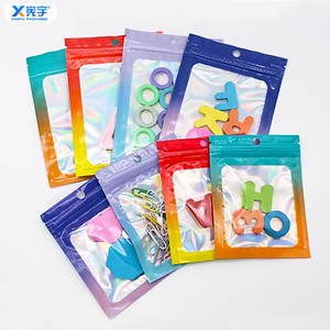 En stock, pochette holographique colorée refermable, mini sac plat thermoscellable en mylar pour bijoux, montres, boucles d'oreilles, colliers - Product Image 1