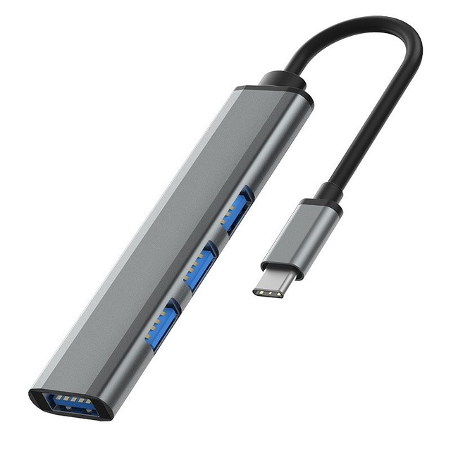Computer 4-in-1 USB Hub with 4 Ports (USB 3.0 + Type-C) Aluminum Alloy Plug-and-Play for Laptop & PC Desktop in Stock