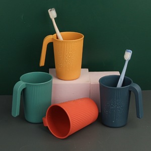 Eco-friendly Ribbed Wheat Straw Mouthwash <b>Mug</b> with Handle Reusable Toothbrush Cup for Home Bathroom Hotel Student <b>Couple</b> - Product Image 4