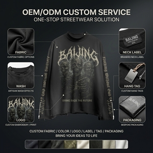 T-shirt girocollo personalizzata a maniche regolari con stampa grafica teschio gotico, oversize, effetto lavato, stampa metallica, stile grunge streetwear, autunnale, private label - Product Image 3