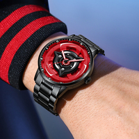 Envío Directo, Reloj de Pulsera de Acero Inoxidable de Alta Gama para Hombre, 42 mm, Moderno, con Puntero, Luz Nocturna Giratoria 3D, Modificado con Anime, Resistente al Agua