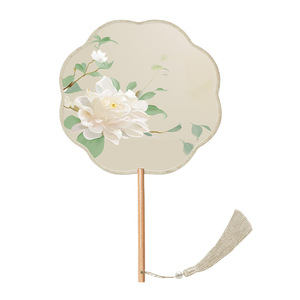 Round fan, antique fan, children's summer traditional Chinese style semi-transparent long-handled dance fan, girls' ancient - Product Image 5