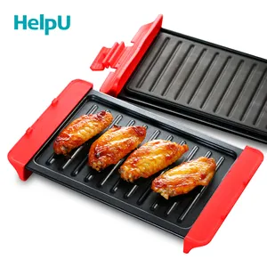 Beste Qualität 6 in 1 doppelseitige Pfanne Toastbrot Backform Hand Antihaft-Mikrowelle lange Grill pfanne