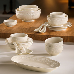 Service de table en céramique Deshilang 18 pièces, blanc ivoire, rond, pour usage quotidien, pour la maison et les cadeaux - Product Image 4