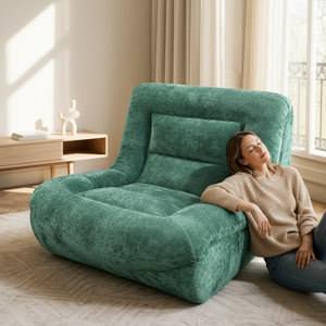 Fauteuil paresseux individuel en tissu sans cadre avec mousse à mémoire de forme, pour balcon, salon, inclinable, de loisirs, type pouf - Product Image 2