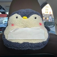 Boîte à mouchoirs en peluche de dessin animé mignon et créatif support suspendu arrière de voiture accessoires d'intérieur de véhicule couverture de serviette en papier en tissu doux