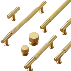 Modern Knurled Brass T-bar Cabinet Handle and <strong>Knob</strong> Durable Furniture Pull for Dressing Table Wardrobe Drawer - Product Image 1