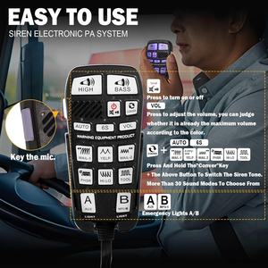 200W acil Polices <span class=keywords><strong>Siren</strong></span> hoparlör kiti çok tonlu ekstra ince PA sistemi 12V araçlar için araba alarmları el mikrofonu - Product Image 4