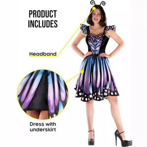 Costume di Halloween con <span class=keywords><strong>Farfalla</strong></span> Girevole, Abito Elegante e Delicato per Donne Adulte, Set con Copricapo, Outfit per Spettacoli - Product Image 4