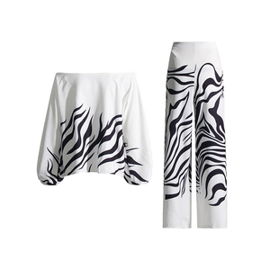 Ensembles Décontractés à Imprimé TWOTWINSTYLE, Hauts <span class=keywords><strong>Chic</strong></span> et Pantalons Amples Taille Haute pour Femme - Product Image 4