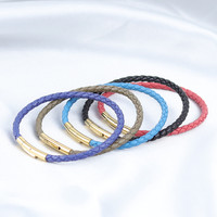 Mode peau de mouton fermoir en acier inoxydable véritable italien tressé en cuir corde cordons bracelets pour femmes et hommes
