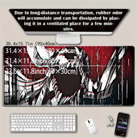 Tapis de souris antidérapant de qualité supérieure, adapté à la maison et au bureau ; avec des motifs de style peinture à l'encre, anime/gaming, tapis de bureau extra-large