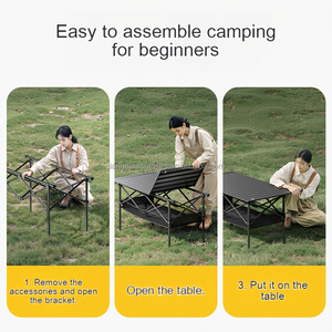Mesa Plegable Portátil para Exteriores, Ajustable en Altura, Grande, de Lujo, <span class=keywords><strong>con</strong></span> Poste de Aluminio Plegable, Escritorio de Camping para Exteriores - Product Image 3