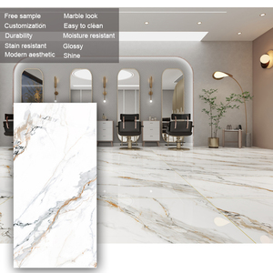 란카 일반 흰색 유약 도자기 대리석 모양 슬래브 타일 바닥 타일 대리석 가격 스리랑카 새로운 디자인 - Product Image 1