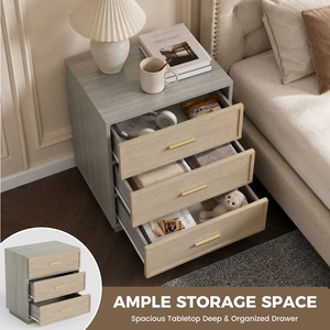 Modern Vertical Chest of Drawers Large Capacity 3-Drawer <b>Night</b> <b>Stand</b> Heavy Load Capacity Accent Side Table for Apartment Dorm - Product Image 3