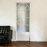 Porte française minimaliste en alliage d'aluminium, cadre blanc, verre, style français, portes battantes étanches pour villa et salle de bain