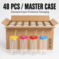 Gobelets en verre transparent de 16 oz, 48 pièces par boîte, stock américain, livraison gratuite, prêts à être expédiés, vente en gros, verrerie pour sublimation
