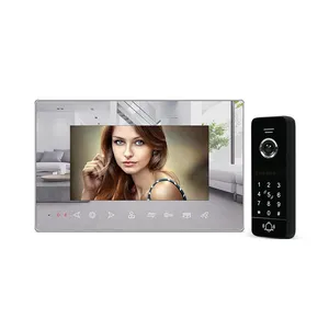HD 1.3MP video de la puerta teléfono video de la puerta de wideodomofon con 7 pulgadas de efecto espejo monitor tarjeta de control de acceso de las contraseñas abren